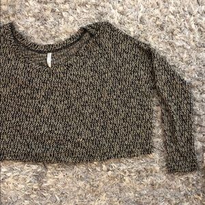 Brown and black cropped sweater top